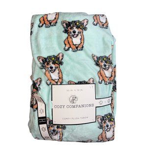 Cozy Companions Plush‎ Throw 50x70 Corgeous Daisies - NWT - Welsh Corgi, Dogs